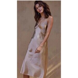 Amavi By Grace Loves Lace Silky Satin Strappy Pink Midi Dress Size Xl Neutral